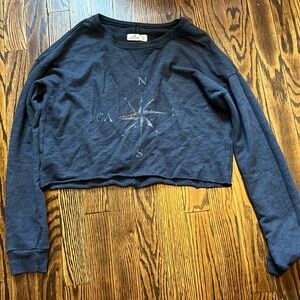 Hollister size S compass cropped sweater blue/gray